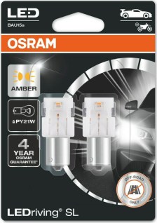 Osram Λάμπες Αυτοκινήτου & Μοτοσυκλέτας Ledriving SL Amber PY21W-BAU15s LED 12V 1.3W 2τμχ